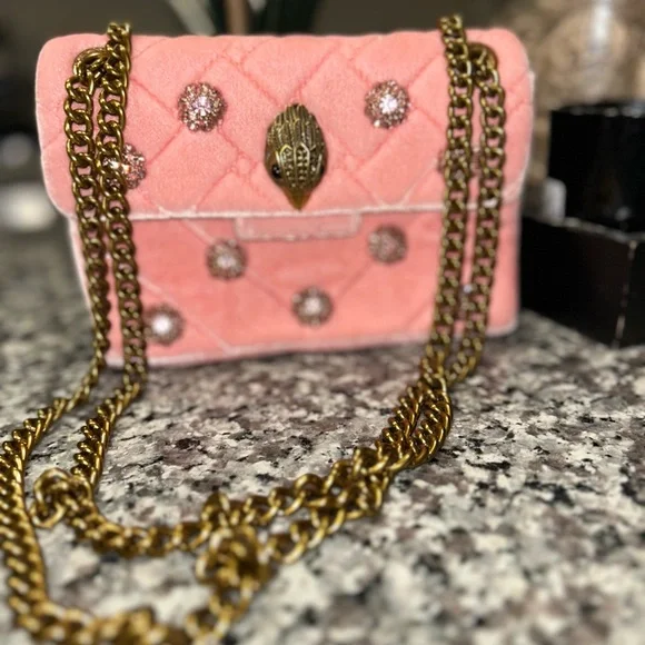 Kurt Geiger Pink Embellished Clutch with Gold Chain - Picture 2 of 9